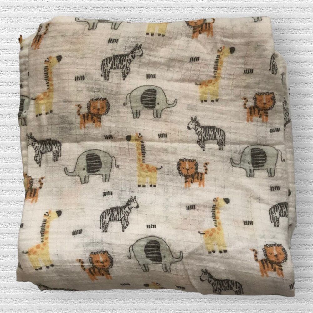 Modern Baby Muslin Swaddle Safari Animals Zoo